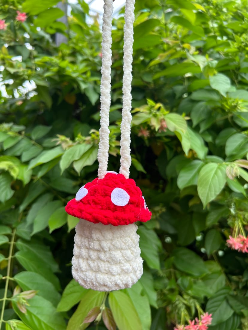Mushroom pouch, handmade, crochet