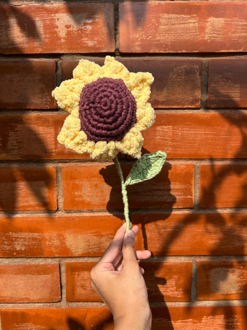 Crochet, handmade sunflower